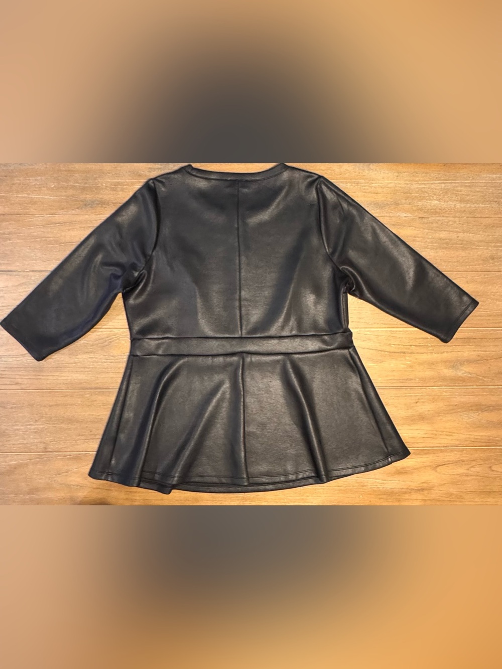 Faux Leather Peplum Top and Legging Set- Black - Picture 11 of 13